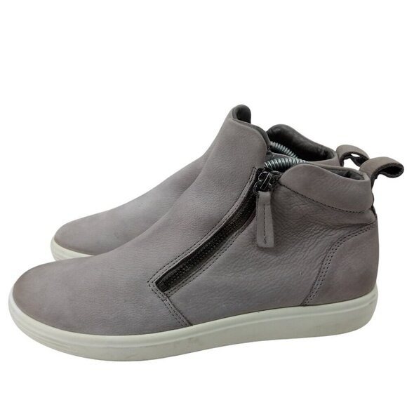 Ecco Soft 7 Zip Ankle Boots Booties Size 41 US 10-10.5 Gray Nubuck Comfort - Picture 6 of 13